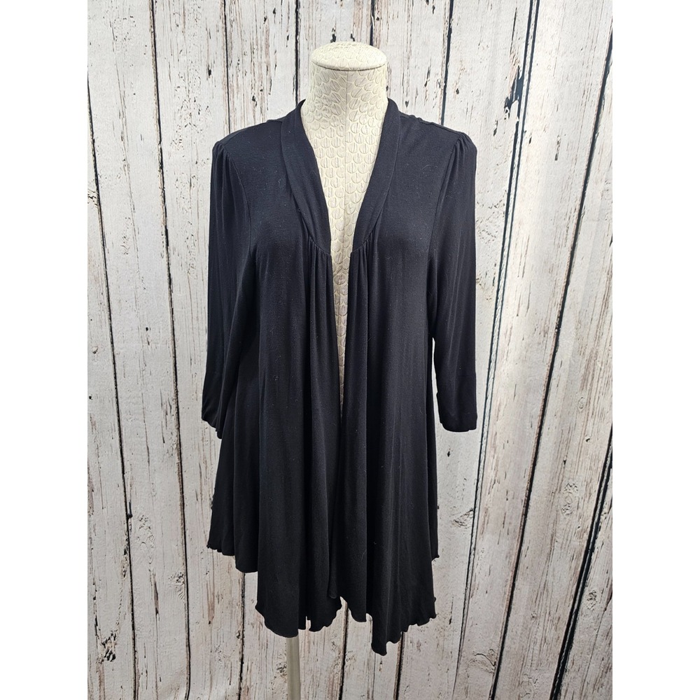 Victor Alfaro Women's S Black Open Front‎ Drapey Lightweight Cardigan Shrug EUC